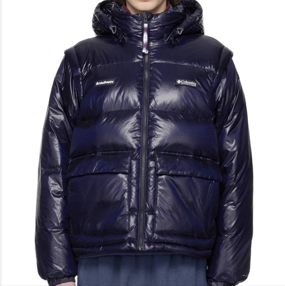 Madhappy X Columbia Collab Down Feather Puffer Jacket Unisex Navy Blue L NWT - Picture 8 of 8